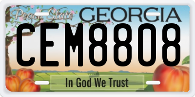 GA license plate CEM8808