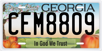 GA license plate CEM8809