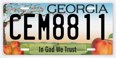 GA license plate CEM8811