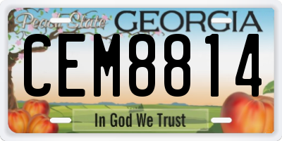 GA license plate CEM8814