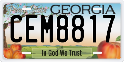 GA license plate CEM8817