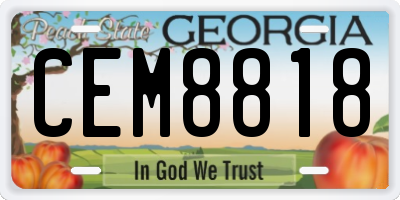 GA license plate CEM8818