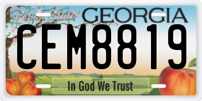 GA license plate CEM8819