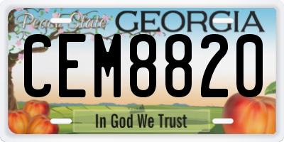 GA license plate CEM8820