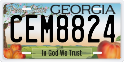 GA license plate CEM8824