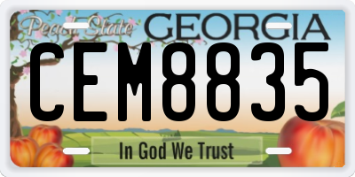 GA license plate CEM8835