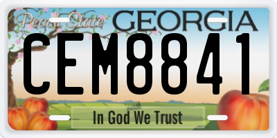 GA license plate CEM8841