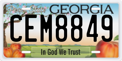 GA license plate CEM8849