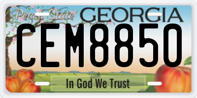GA license plate CEM8850