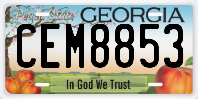 GA license plate CEM8853