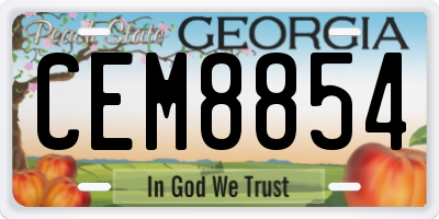 GA license plate CEM8854
