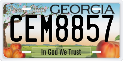 GA license plate CEM8857