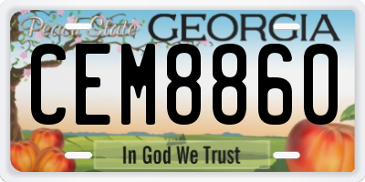 GA license plate CEM8860