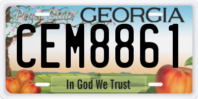GA license plate CEM8861
