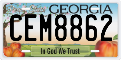 GA license plate CEM8862