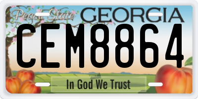 GA license plate CEM8864