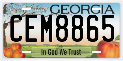 GA license plate CEM8865