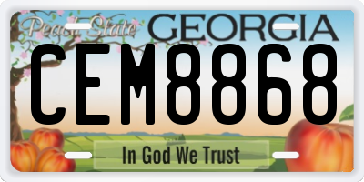 GA license plate CEM8868