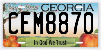 GA license plate CEM8870