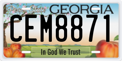 GA license plate CEM8871