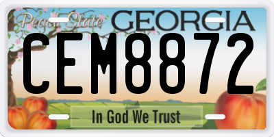 GA license plate CEM8872