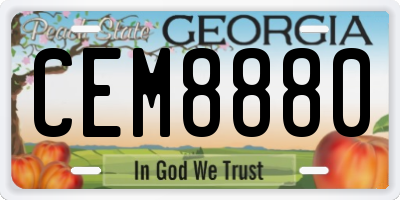 GA license plate CEM8880