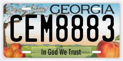 GA license plate CEM8883