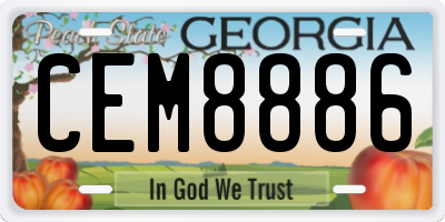 GA license plate CEM8886