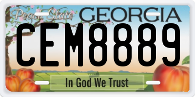 GA license plate CEM8889