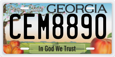 GA license plate CEM8890