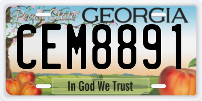 GA license plate CEM8891