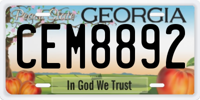 GA license plate CEM8892