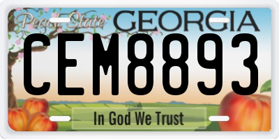 GA license plate CEM8893
