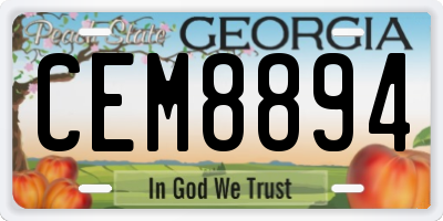 GA license plate CEM8894