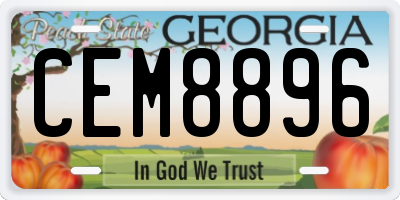 GA license plate CEM8896
