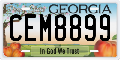 GA license plate CEM8899