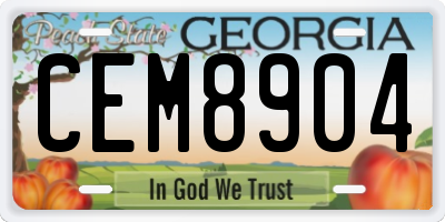 GA license plate CEM8904