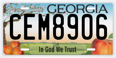 GA license plate CEM8906
