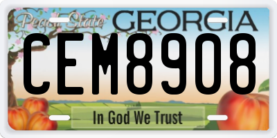 GA license plate CEM8908
