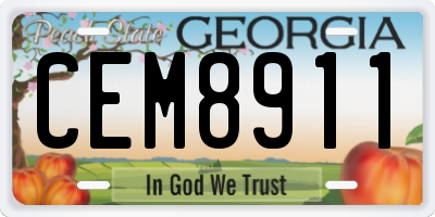 GA license plate CEM8911