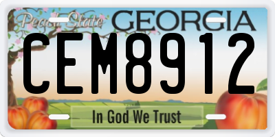 GA license plate CEM8912