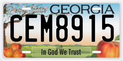 GA license plate CEM8915