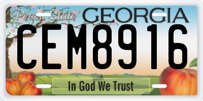 GA license plate CEM8916