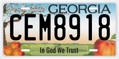 GA license plate CEM8918