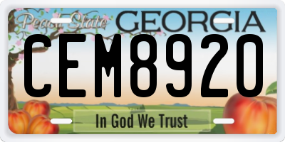 GA license plate CEM8920