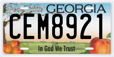 GA license plate CEM8921