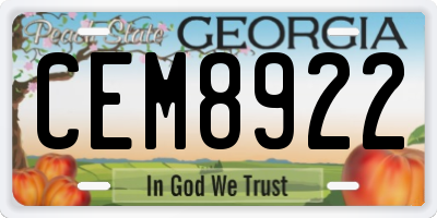 GA license plate CEM8922