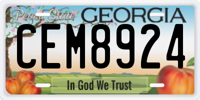 GA license plate CEM8924