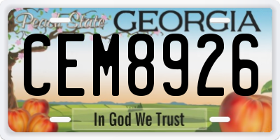 GA license plate CEM8926