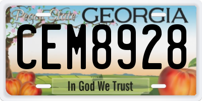 GA license plate CEM8928